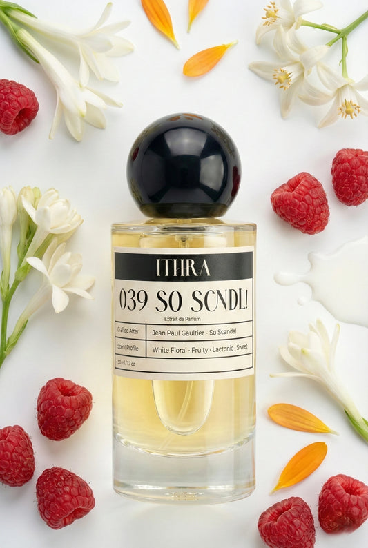 039 SO SCNDL perfume bottle styled with sweet fruity and lactonic fragrance ingredients, fresh, lively, soft and alluring notes