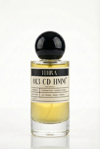 013 CD HMM spicy woody floral powdery perfume for men by Ithra, expressive and refined
