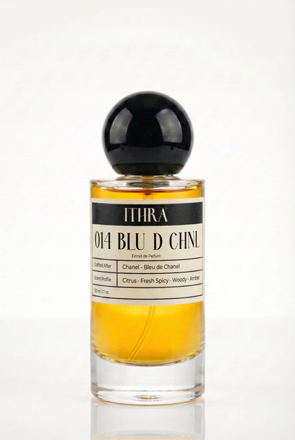 014 BLU D CHNL fresh spicy woody aromatic men's perfume by Ithra, elegant and refined