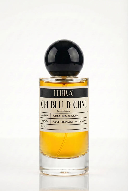 014 BLU D CHNL fresh spicy woody aromatic men's perfume by Ithra, elegant and refined