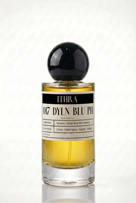 017 DYLN BLU PH aromatic citrus fresh spicy woody men's perfume by Ithra, crisp and marine
