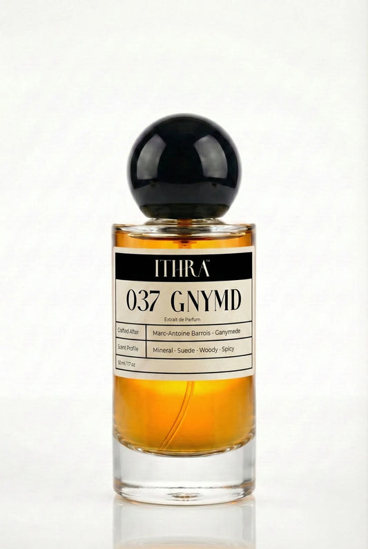 037 GNYMD suede mineralic spicy woody unisex perfume by Ithra, crisp and polished