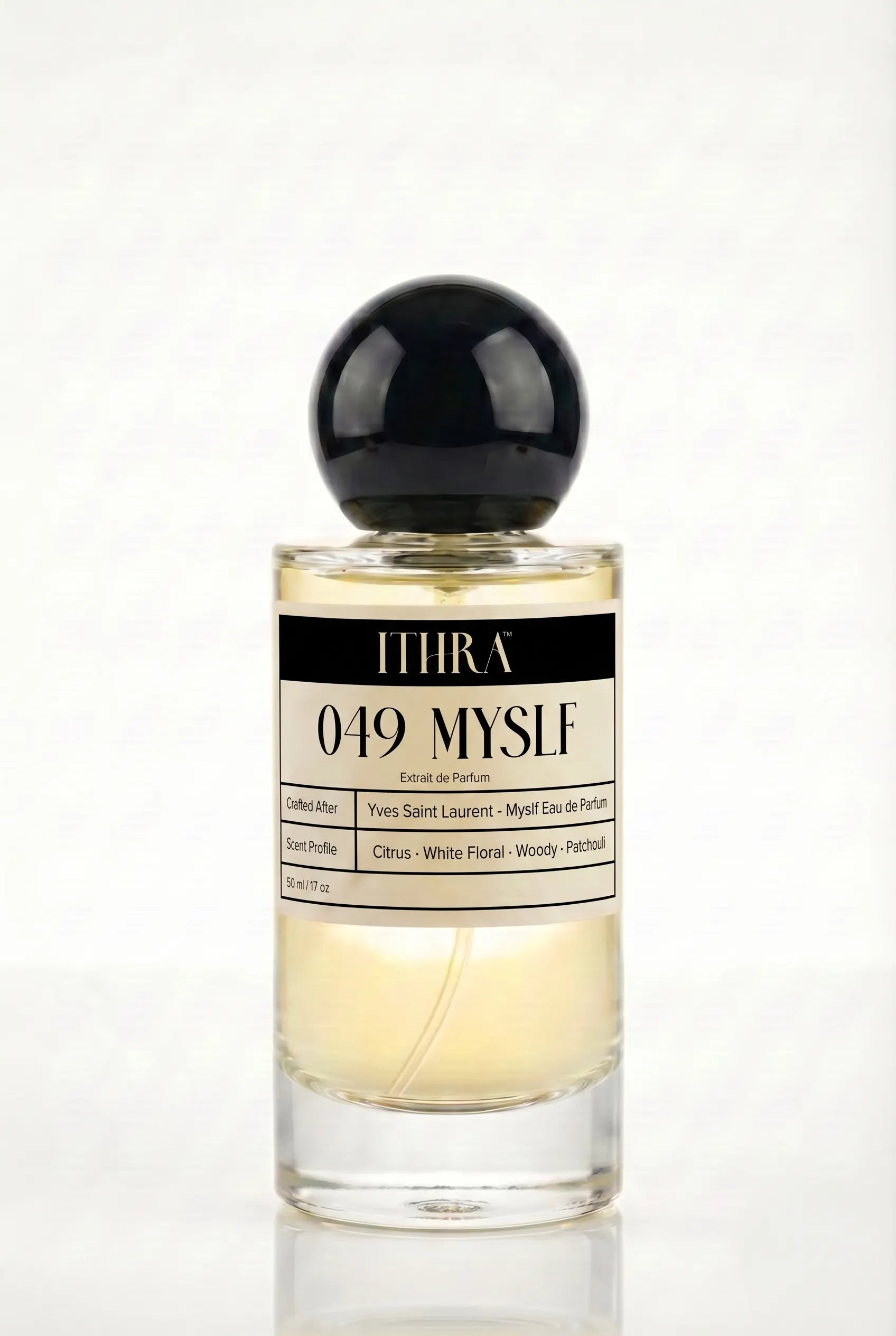 049 MYSLF citrus white floral woody men's perfume by Ithra, clean and luminous