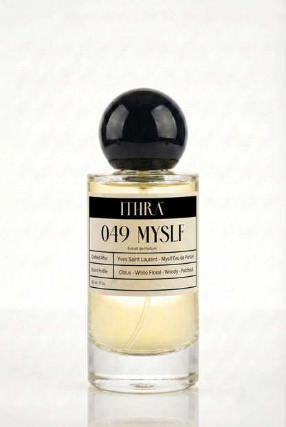 049 MYSLF citrus white floral woody men's perfume by Ithra, clean and luminous