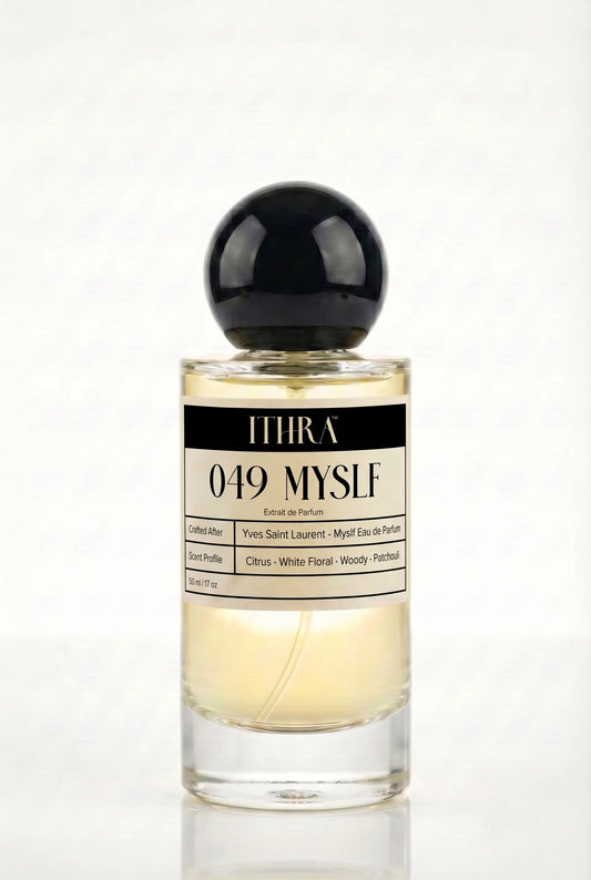 049 MYSLF citrus white floral woody men's perfume by Ithra, clean and luminous