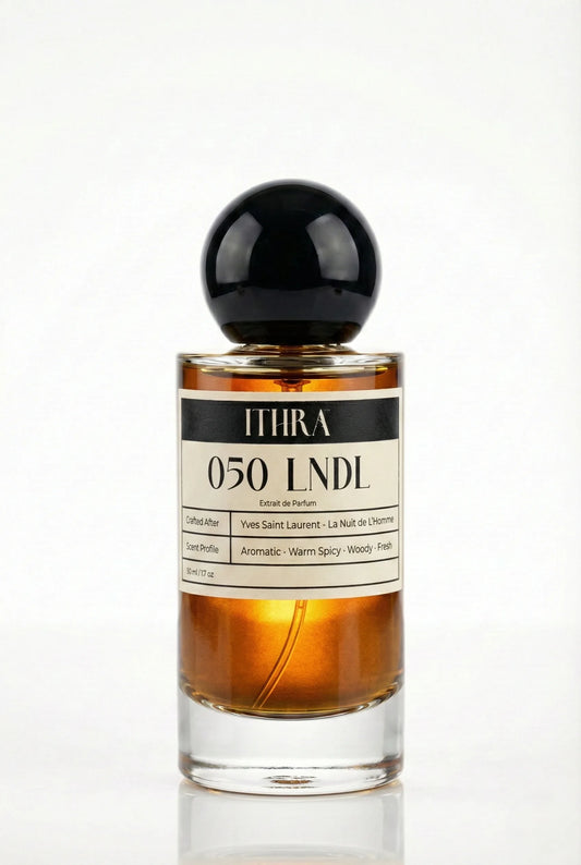 050 LNDL fresh warm spicy woody perfume for men by Ithra Perfumes, sensual and modern
