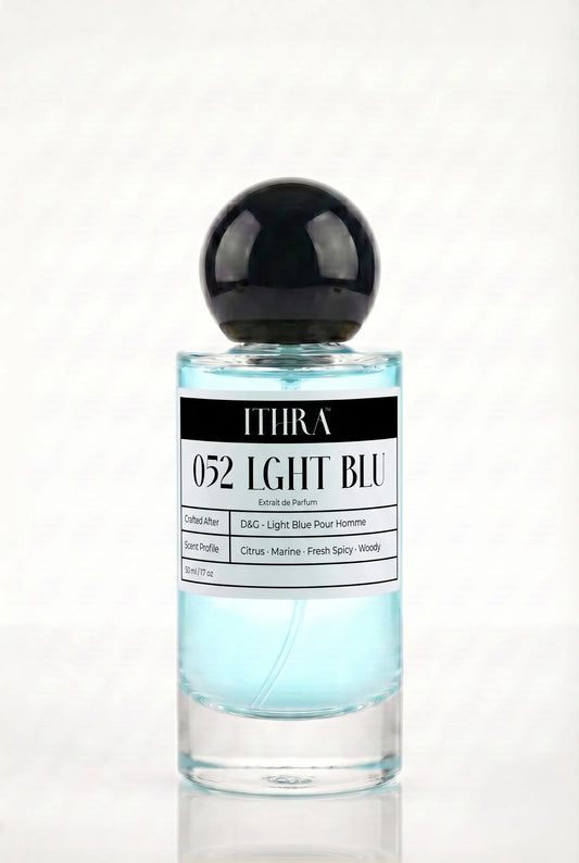 052 LGHT BLU citrus aquatic fresh spicy men's perfume by Ithra, crisp and sun-warmed