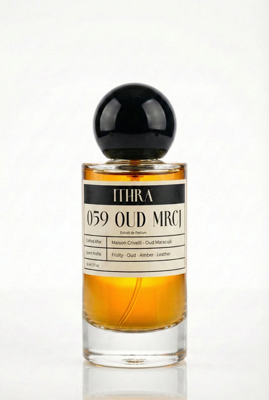 059 OUD MRCJ Unisex passionfruit leather perfume by Ithra Perfumes, bold and exotic