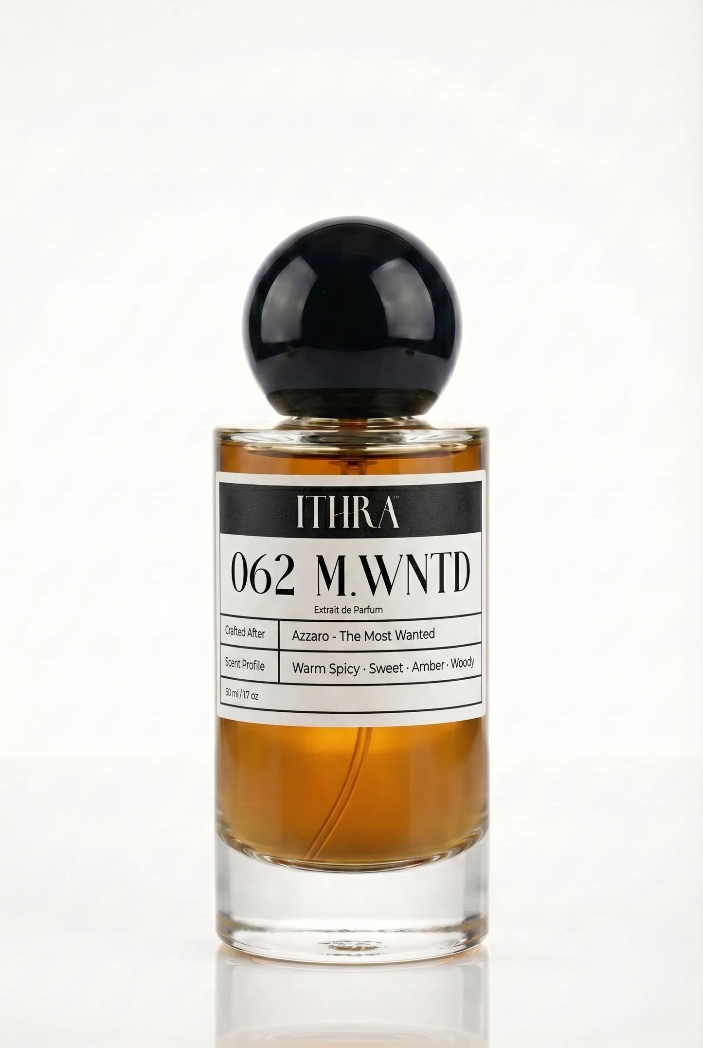 62 M.WNTD amber sweet warm spicy oriental men's fragrance by Ithra Perfumes, bold and magnetic