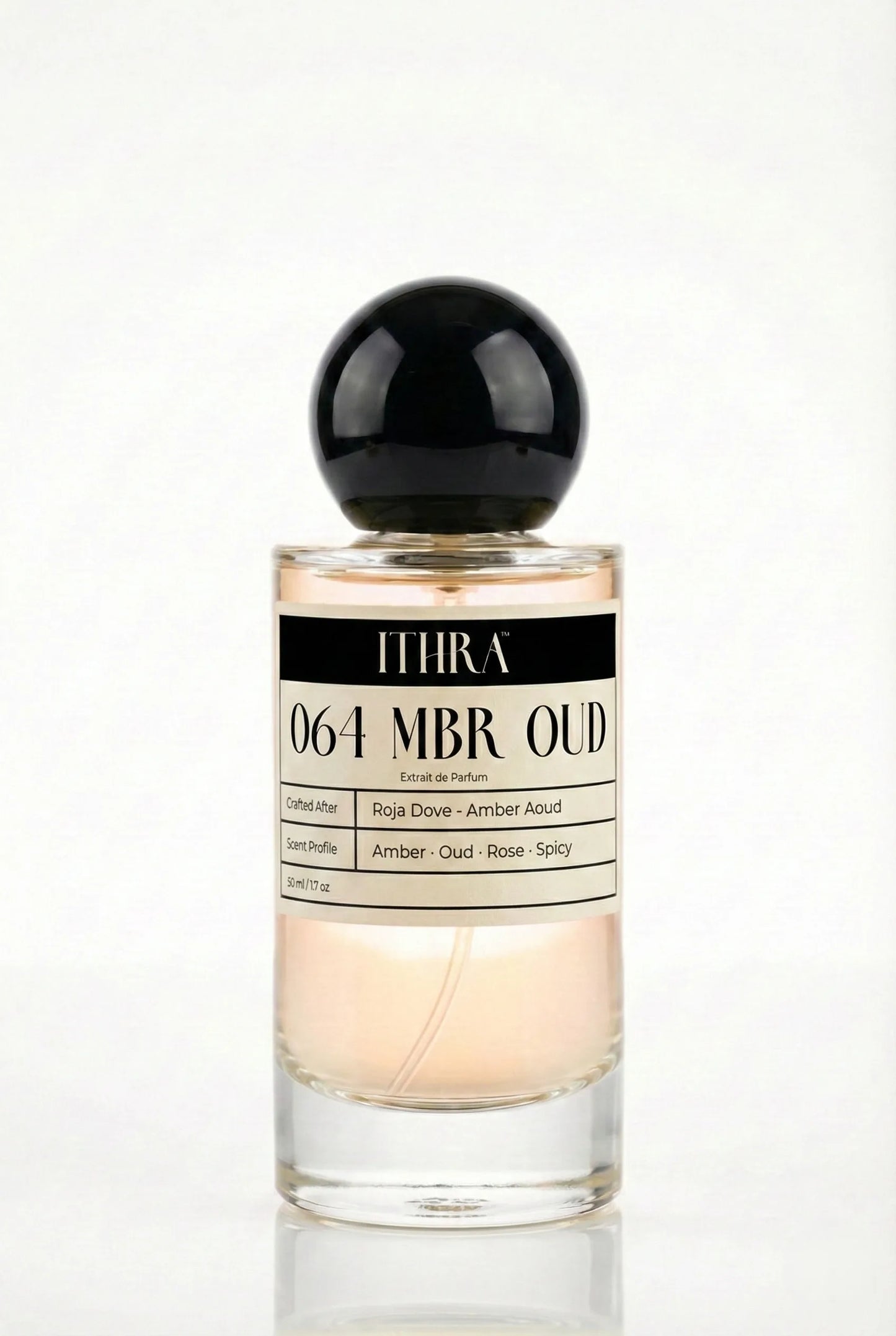 064 MBR OUD Unisex amber rose oriental spicy perfume by Ithra Perfumes, opulent and expressive
