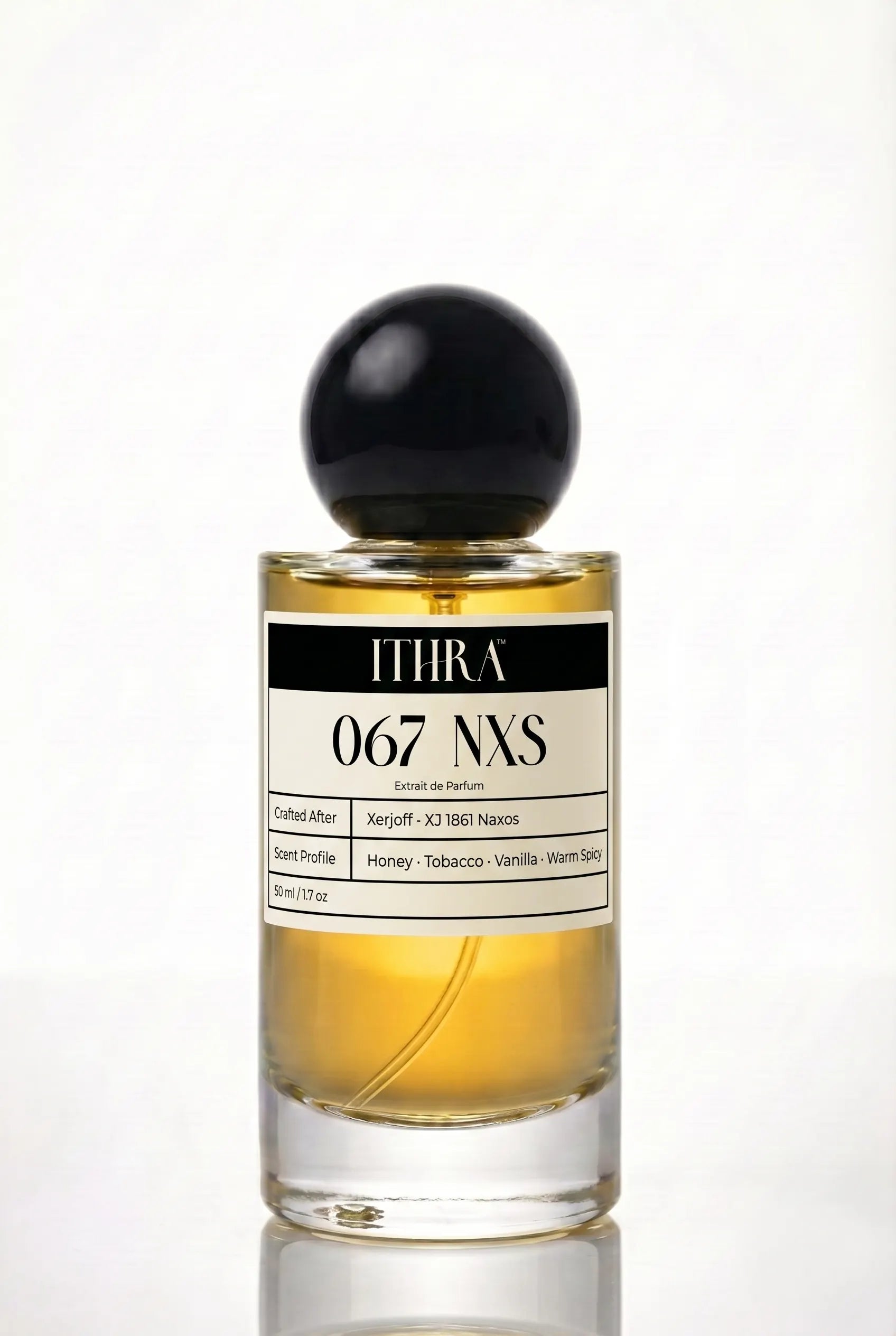 067 NXS honey tobacco citrus gourmand unisex perfume by Ithra, golden and resinous