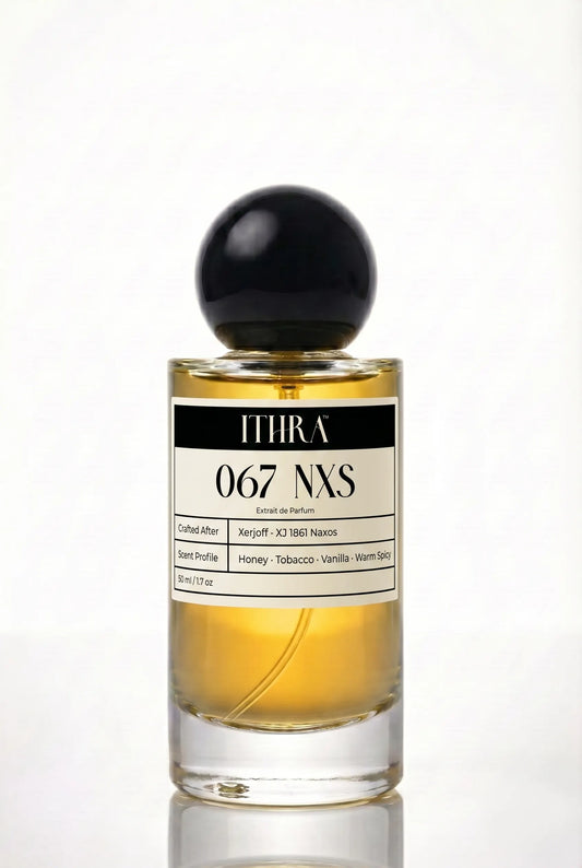 067 NXS honey tobacco citrus gourmand unisex perfume by Ithra, golden and resinous
