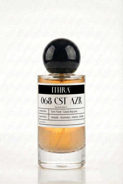 068 CST AZR seaweed salty aromatic woody unisex perfume by Ithra, coastal and sun-warmed