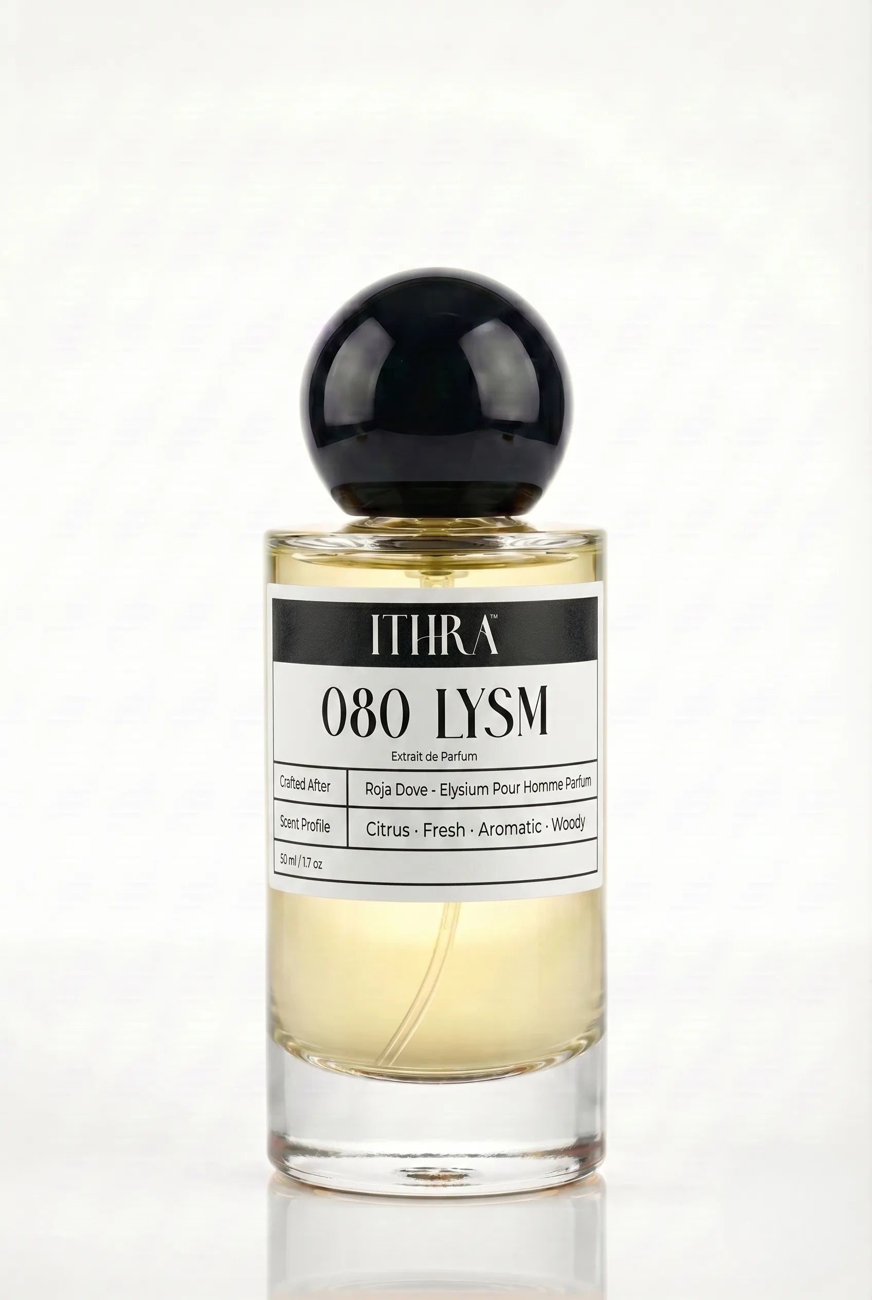 080 LYSM citrus aromatic fresh woody men's fragrance by Ithra Perfumes, vivid and refined