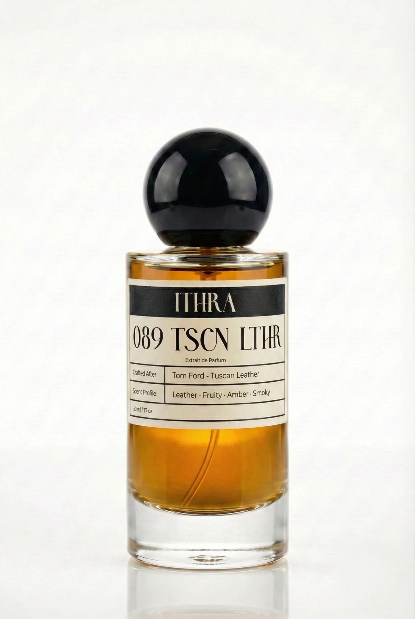 089 TSCN LTHR leather fruity smoky amber unisex perfume by Ithra, bold and commanding