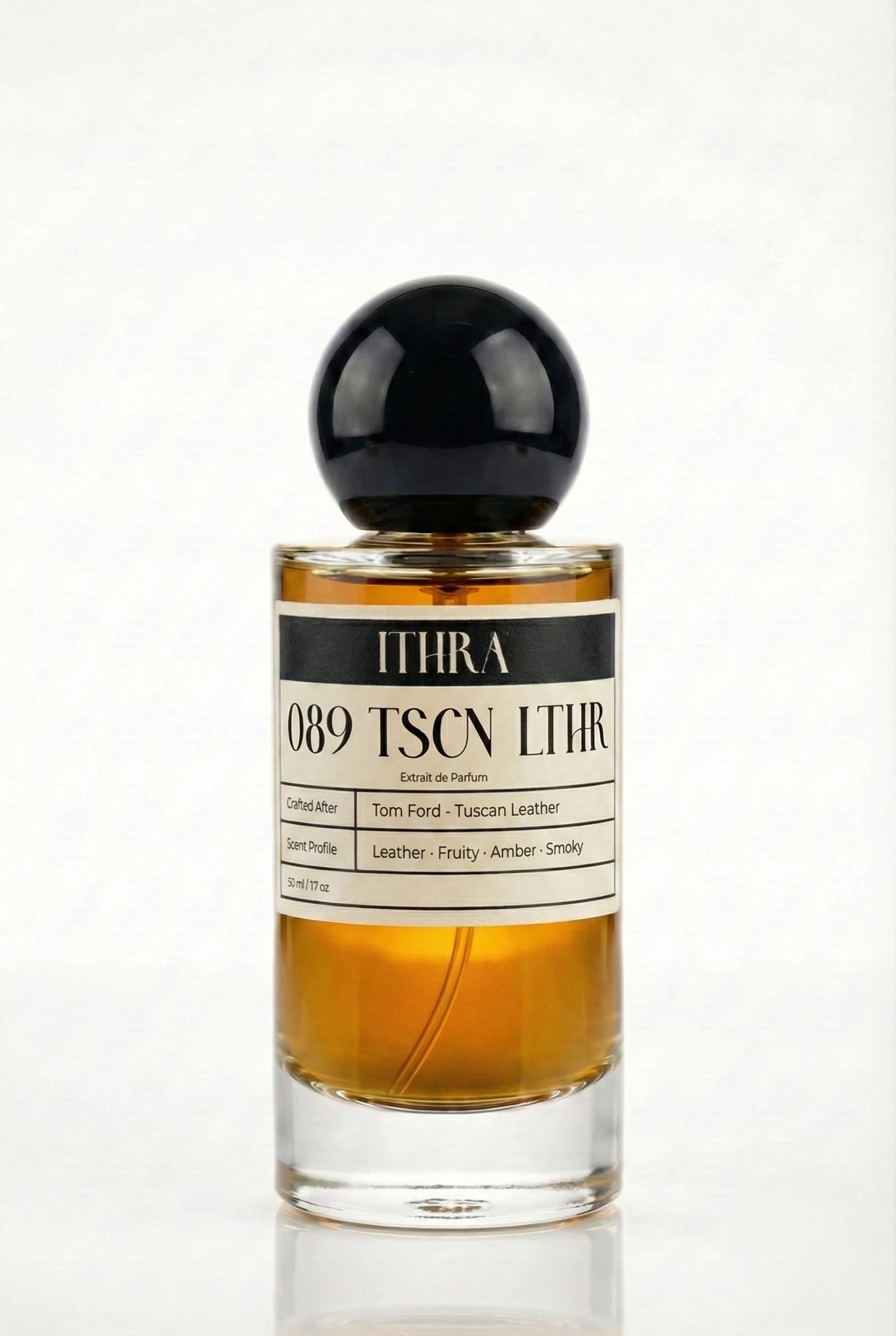 089 TSCN LTHR leather fruity smoky amber unisex perfume by Ithra, bold and commanding