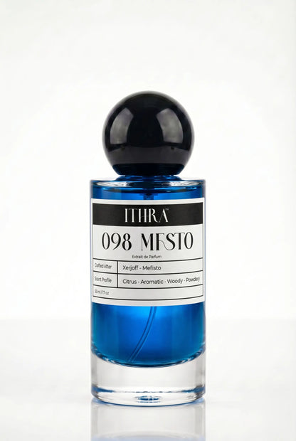 098 MFSTO citrus aromatic powdery woody men's fragrance by Ithra Perfumes, luminous and refined