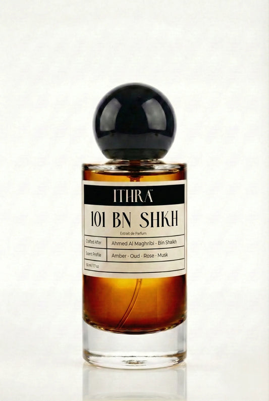 101 BN SHKH oriental oud rose amber unisex perfume by Ithra, rich and luminous