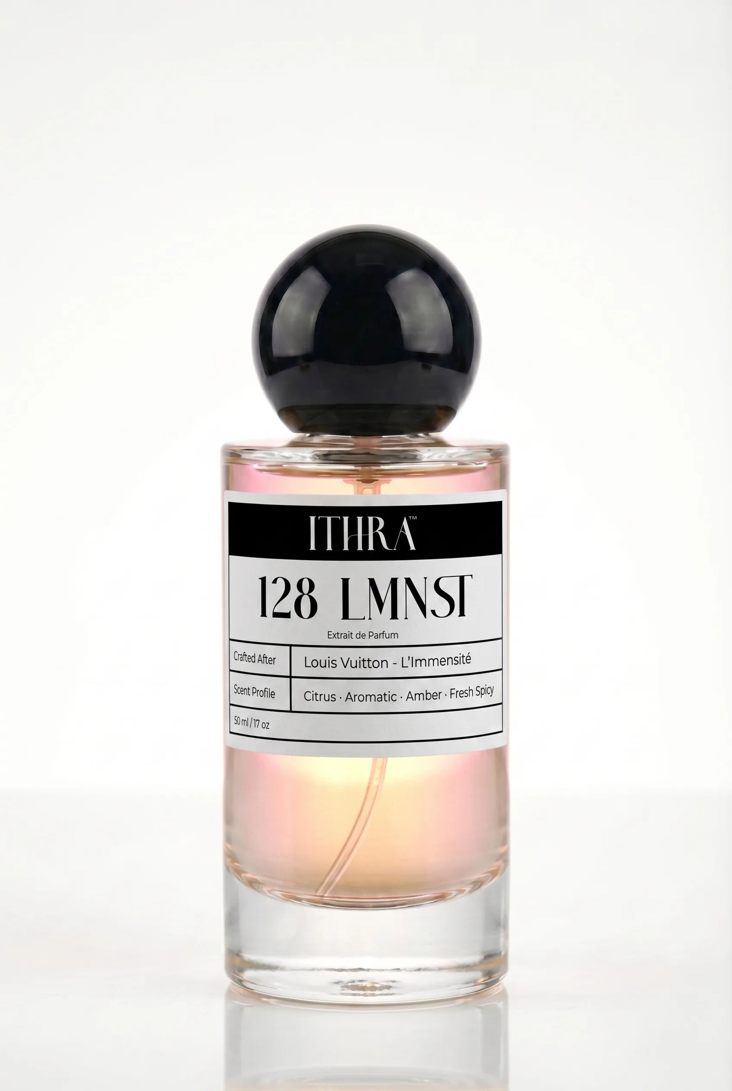 128 LMNST citrus aromatic amber men's perfume by Ithra, clean and refined