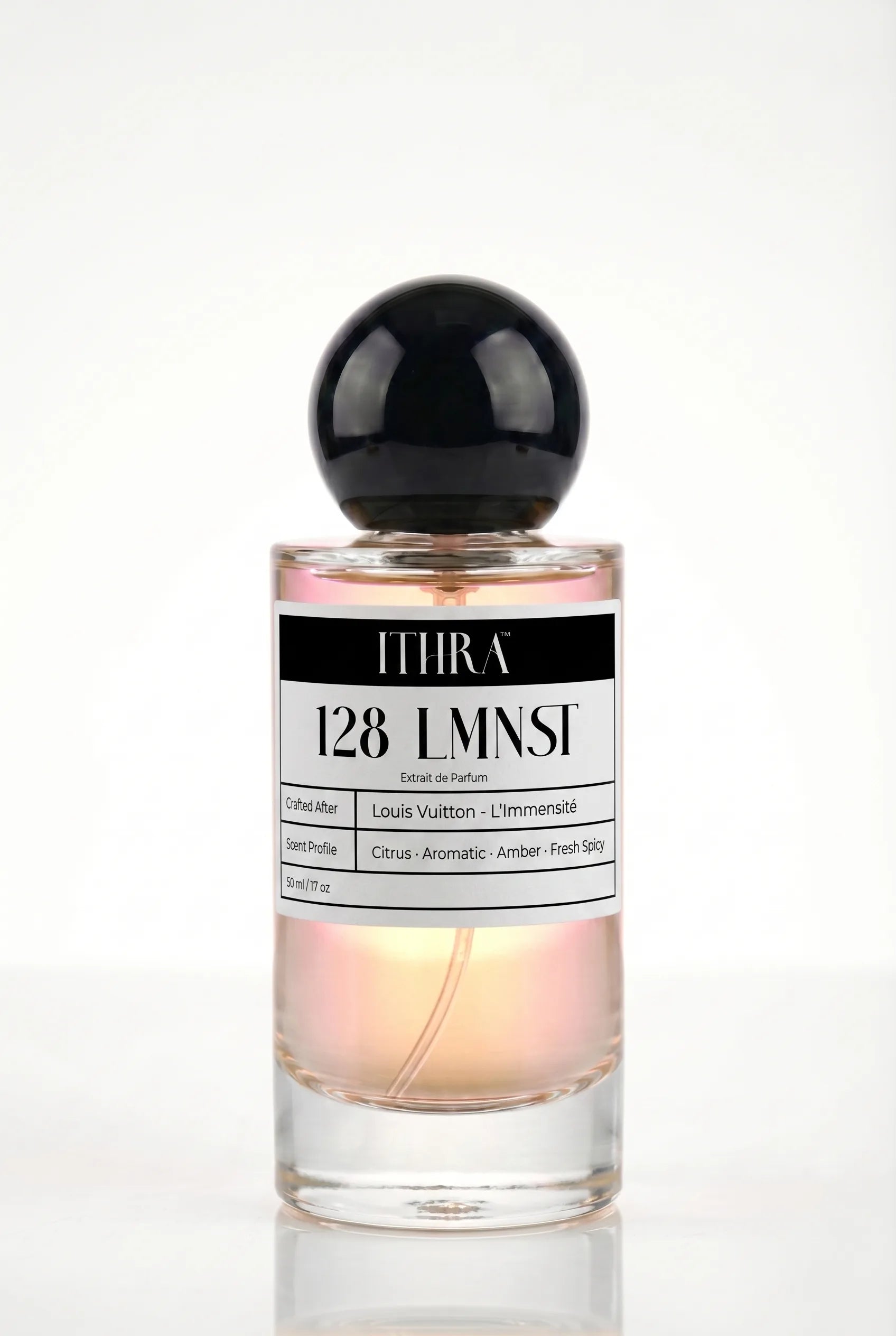 128 LMNST citrus aromatic amber men's perfume by Ithra, clean and refined