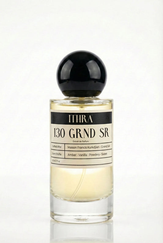 130 GRND SR sweet vanilla powdery amber aromatic unisex perfume by Ithra, warm and radiant
