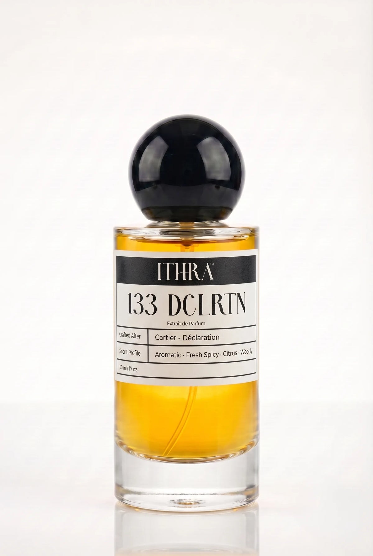 133 DCLRTN aromatic citrus fresh spicy woody men's perfume by Ithra, refined and commanding