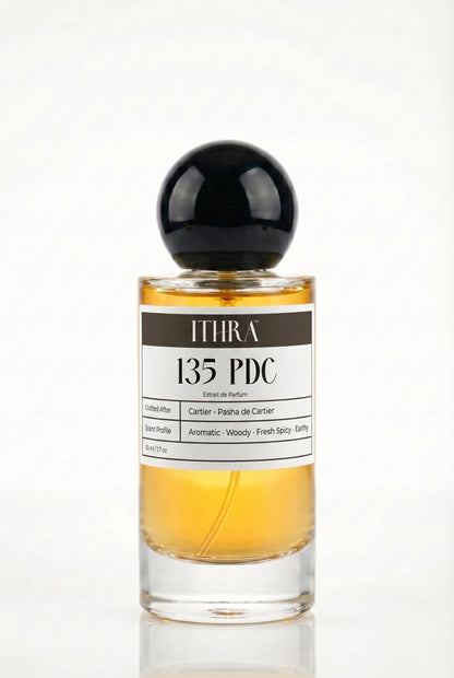135 PDC aromatic earthy fresh spicy woody men's fragrance by Ithra Perfumes, bold and commanding