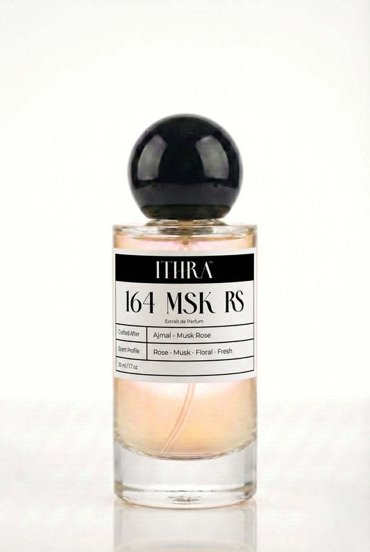 164 MSK RS rose floral musky unisex fragrance by Ithra Perfumes, airy, soft and luminous