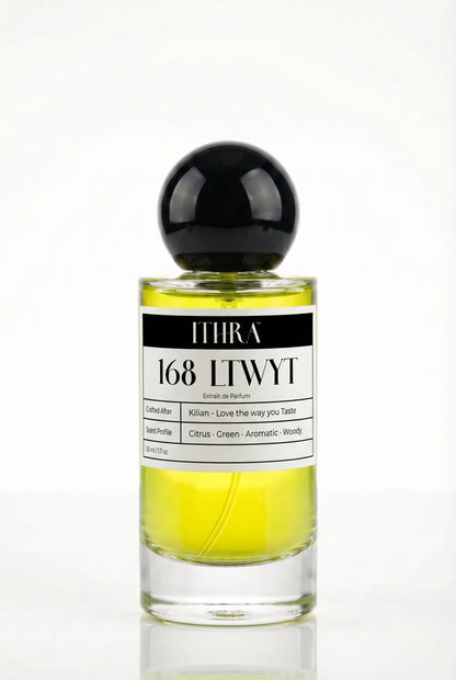 168 LTWYT citrus green aromatic unisex perfume by Ithra, crisp and dewy