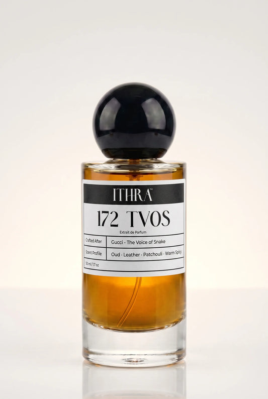 172 TVOS oud saffron patchouli warm spicy unisex perfume by Ithra, dark and commanding