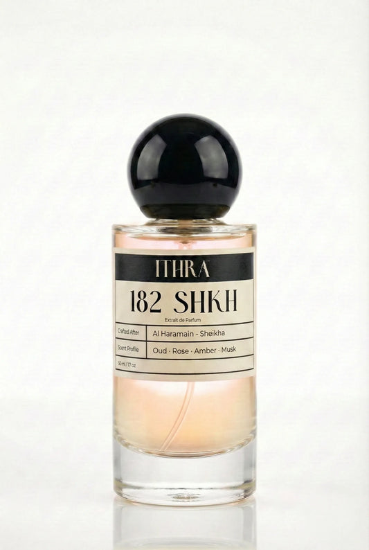 182 SHKH oriental rose oud amber woody unisex perfume by Ithra, regal and serene