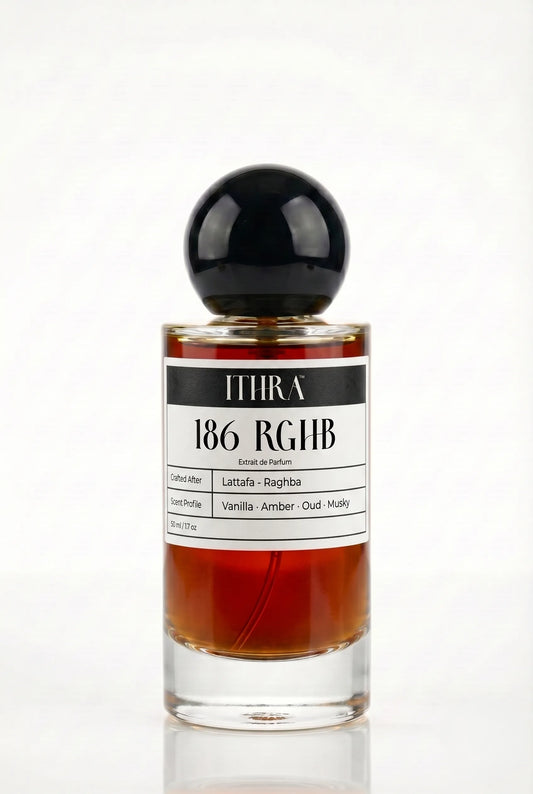 186 RGHB oriental vanilla musky unisex fragrance by Ithra Perfumes, warm and enveloping