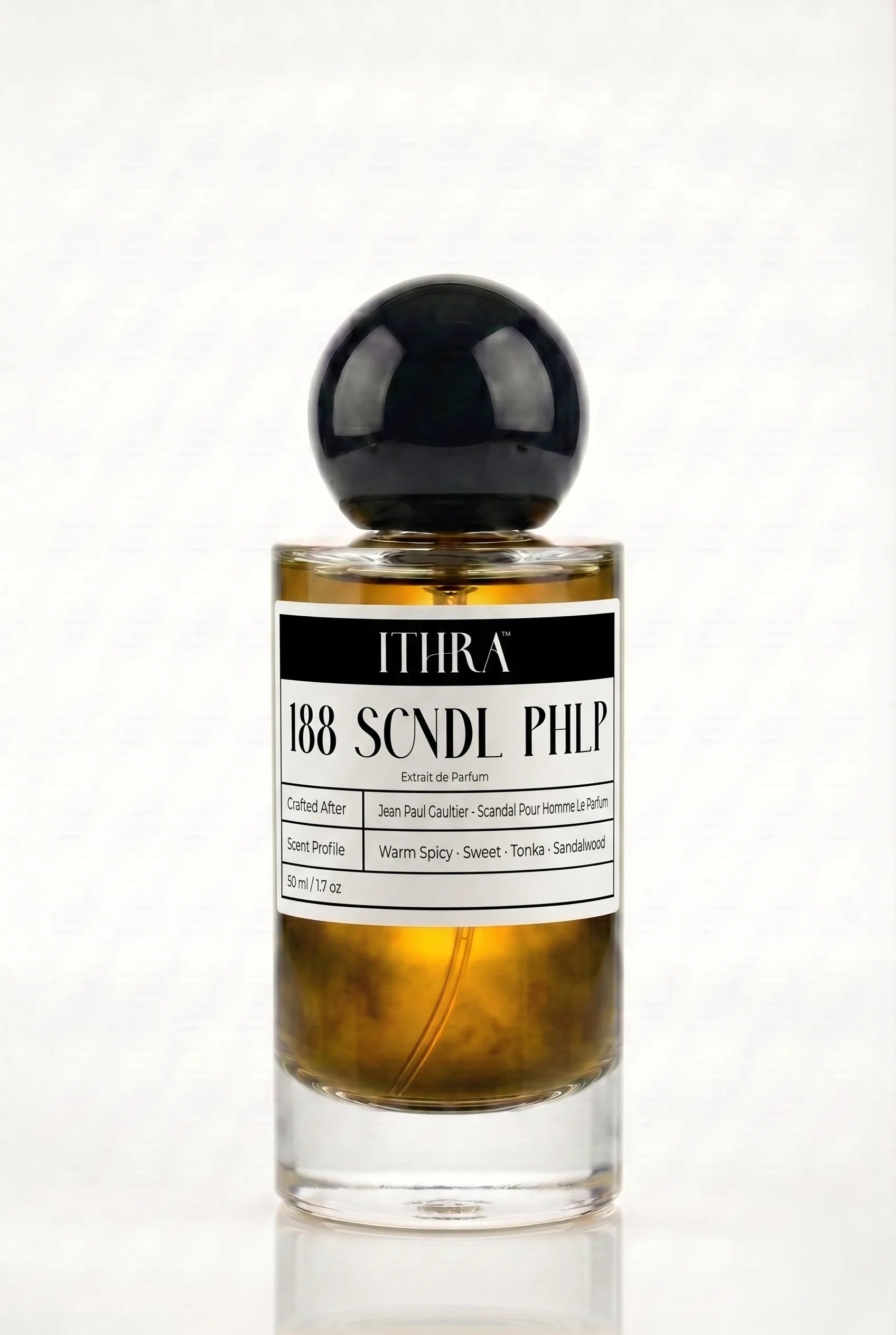 188 SCNDL PHLP warm spicy sweet tonka sandalwood men's fragrance by Ithra Perfumes, bold and sensual