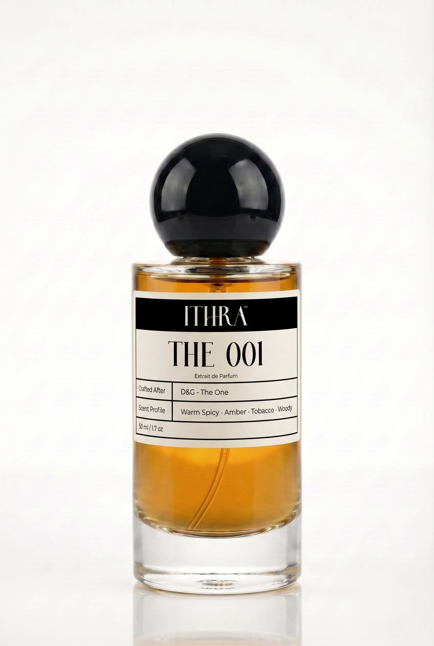 THE 001 amber tobacco warm spicy woody men's perfume by Ithra, warm and magnetic